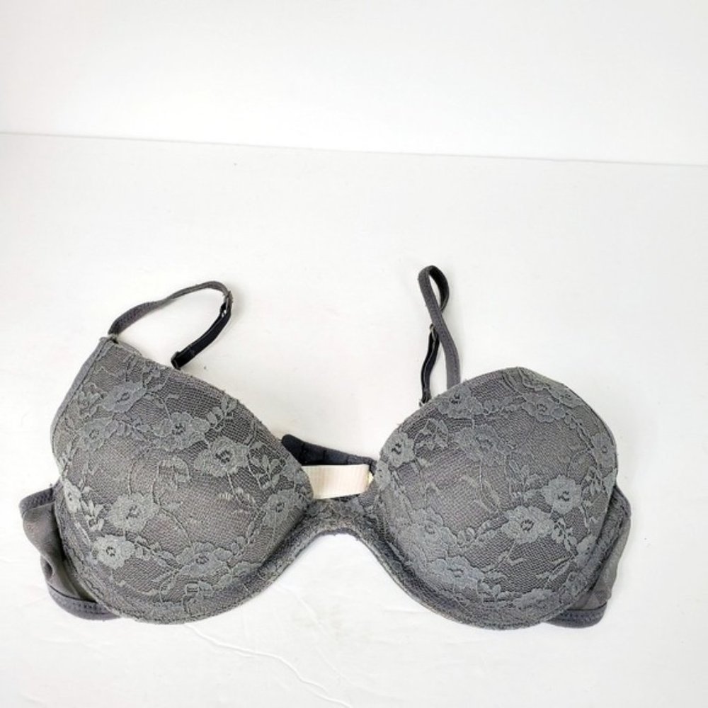 Target Womens Gray Lace Push Up Adjustable Strap Bra Size 34B